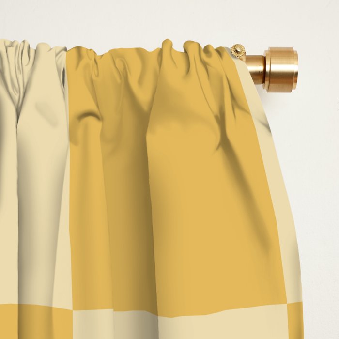 Checkerboard Check Geometric Checked Pattern in Double Mustard Window Curtain Gallery Image 2