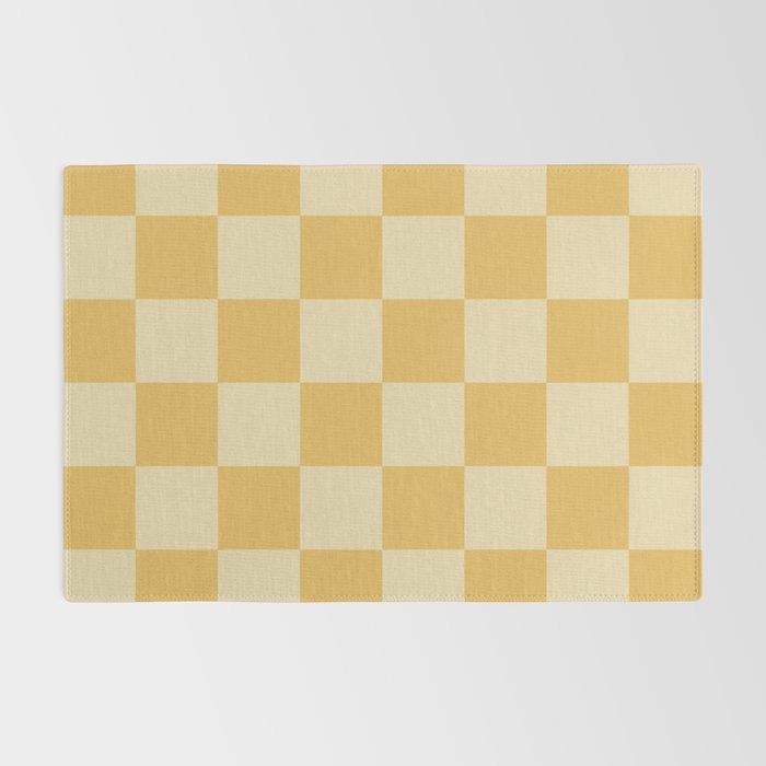 Checkerboard Check Geometric Checked Pattern in Double Mustard Rug Gallery Image 2