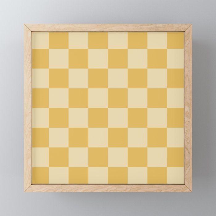 Checkerboard Check Geometric Checked Pattern in Double Mustard Mini Art Print Gallery Image 1