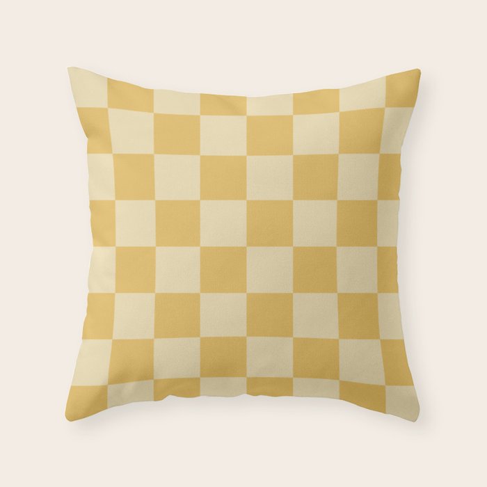 Checkerboard Check Geometric Checked Pattern in Double Mustard Throw Pillow Gallery Image 6
