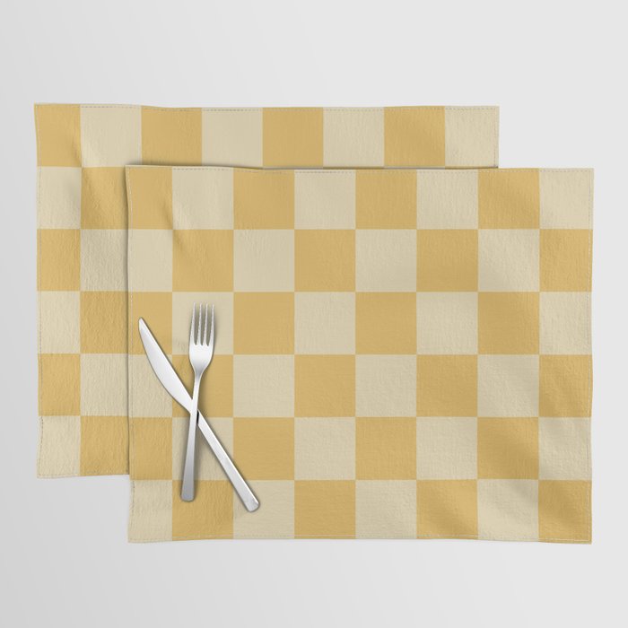 Checkerboard Check Geometric Checked Pattern in Double Mustard Placemat Gallery Image 1