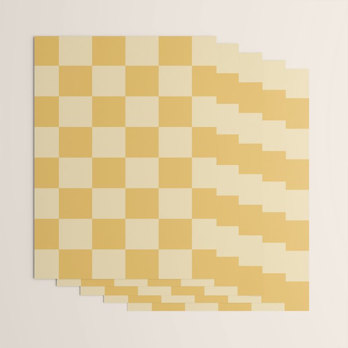 Checkerboard Check Geometric Checked Pattern in Double Mustard Wrapping Paper Gallery Image 3