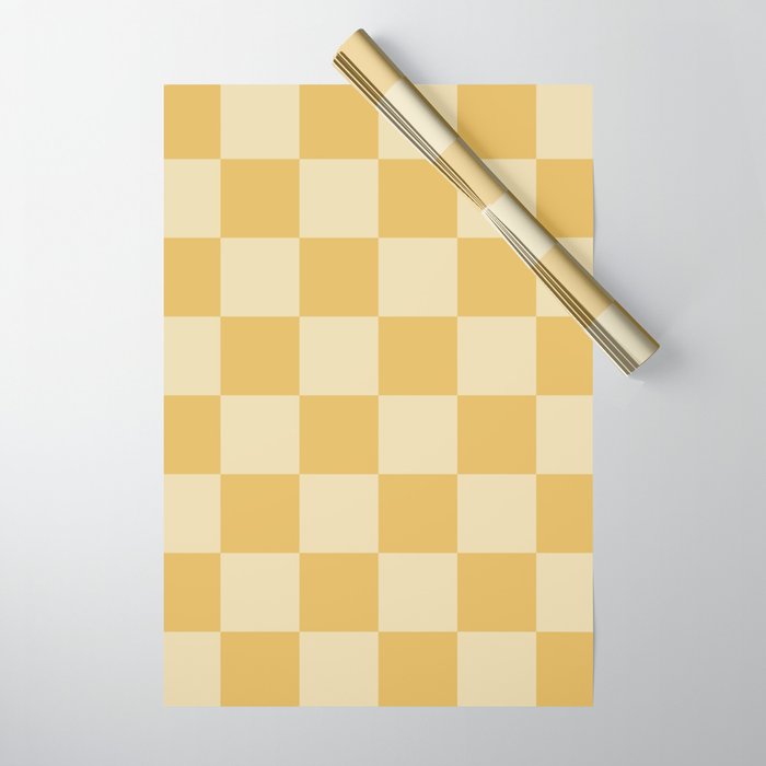 Checkerboard Check Geometric Checked Pattern in Double Mustard Wrapping Paper Gallery Image 1