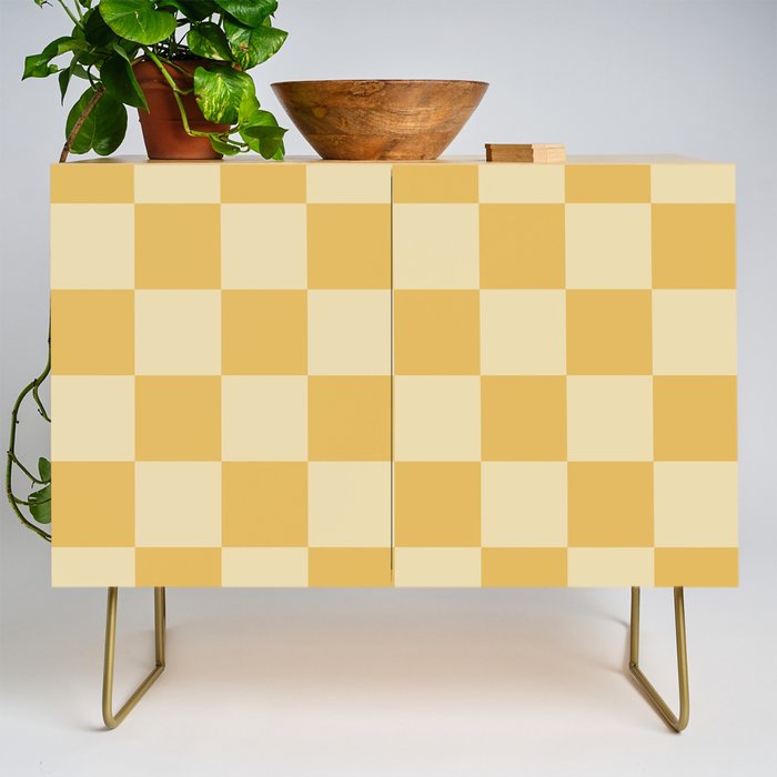 Checkerboard Check Geometric Checked Pattern in Double Mustard Credenza Gallery Image 1
