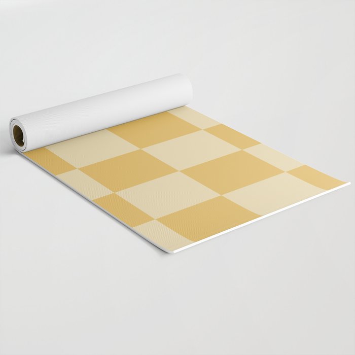 Checkerboard Check Geometric Checked Pattern in Double Mustard Yoga Mat Gallery Image 2