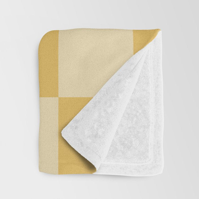 Checkerboard Check Geometric Checked Pattern in Double Mustard Throw Blanket Gallery Image 3
