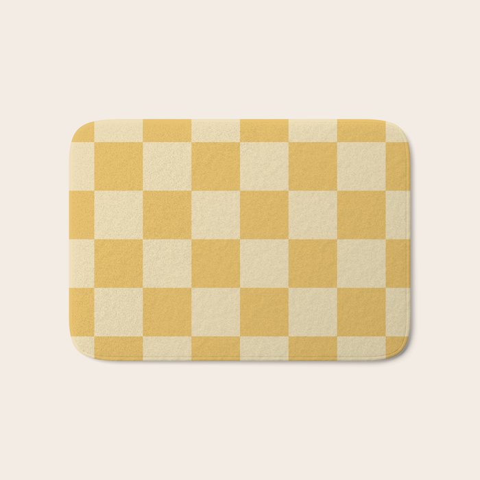 Checkerboard Check Geometric Checked Pattern in Double Mustard Bath Mat Gallery Image 1