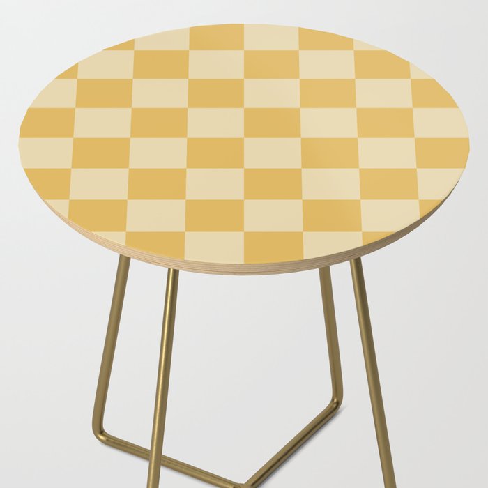 Checkerboard Check Geometric Checked Pattern in Double Mustard Side Table Gallery Image 2