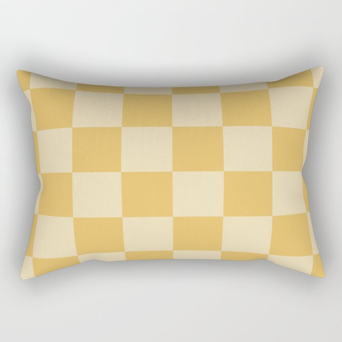 Checkerboard Check Geometric Checked Pattern in Double Mustard Rectangular Pillow Gallery Image 1