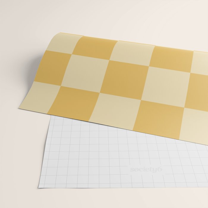 Checkerboard Check Geometric Checked Pattern in Double Mustard Wrapping Paper Gallery Image 2