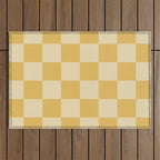 Checkerboard Check Geometric Checked Pattern in Double Mustard Outdoor Rug Gallery Image 1