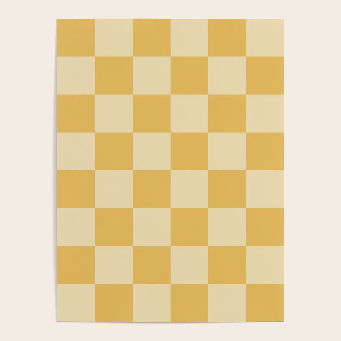 Checkerboard Check Geometric Checked Pattern in Double Mustard Poster Gallery Image 4