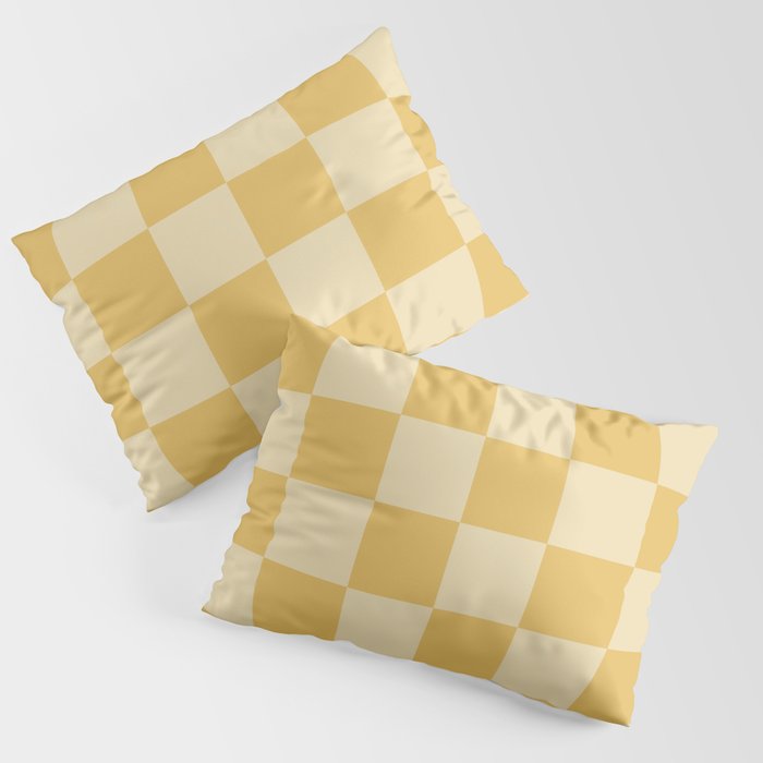 Checkerboard Check Geometric Checked Pattern in Double Mustard Pillow Sham Gallery Image 1
