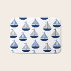 Nautical Sailboat Navy Blue Gray  Bath Mat Gallery Image 1