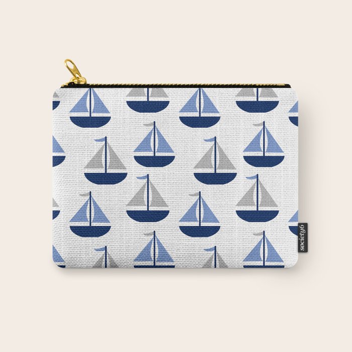 Nautical Sailboat Navy Blue Gray  Carry All Pouch Gallery Image 1