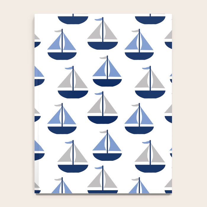 Nautical Sailboat Navy Blue Gray  Notebook Gallery Image 4