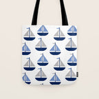 Nautical Sailboat Navy Blue Gray  Tote Bag Gallery Image 1