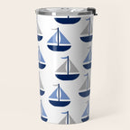 Nautical Sailboat Navy Blue Gray  Travel Mug Gallery Image 2