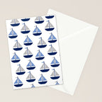 Nautical Sailboat Navy Blue Gray  Stationery Card Gallery Image 2