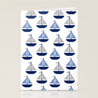 Nautical Sailboat Navy Blue Gray  Stationery Card Gallery Image 2