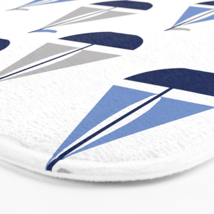 Nautical Sailboat Navy Blue Gray  Bath Mat Gallery Image 3