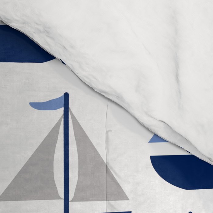 Nautical Sailboat Navy Blue Gray  Comforter Gallery Image 4