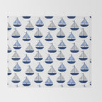 Nautical Sailboat Navy Blue Gray  Throw Blanket Gallery Image 2