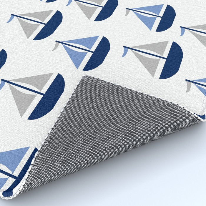 Nautical Sailboat Navy Blue Gray  Rug Gallery Image 4