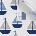 Nautical Sailboat Navy Blue Gray  Wall Tapestry Gallery Image 3