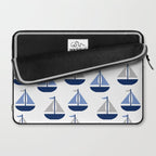 Nautical Sailboat Navy Blue Gray  Laptop Sleeve Gallery Image 2