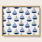 Nautical Sailboat Navy Blue Gray  Serving Tray Gallery Image 1