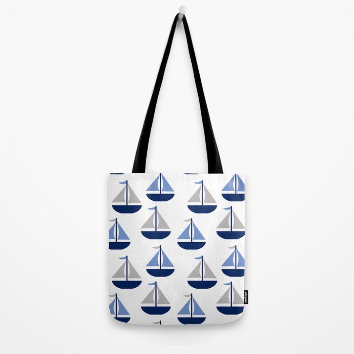 Nautical Sailboat Navy Blue Gray  Tote Bag Gallery Image 2
