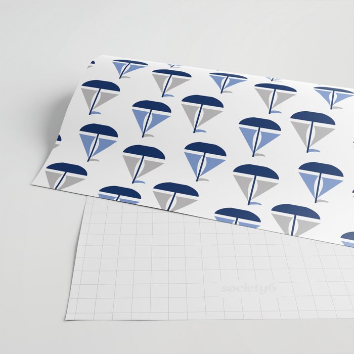 Nautical Sailboat Navy Blue Gray  Wrapping Paper Gallery Image 2