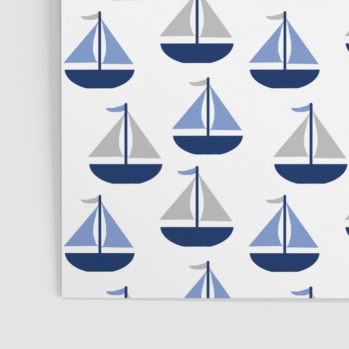Nautical Sailboat Navy Blue Gray  Poster Gallery Image 3