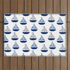 Nautical Sailboat Navy Blue Gray  Outdoor Rug Gallery Image 1