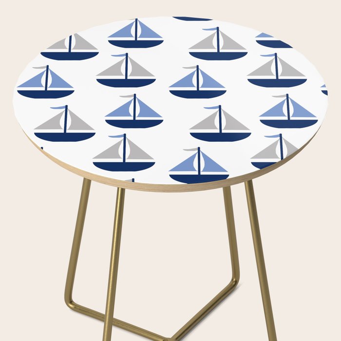 Nautical Sailboat Navy Blue Gray  Side Table Gallery Image 2