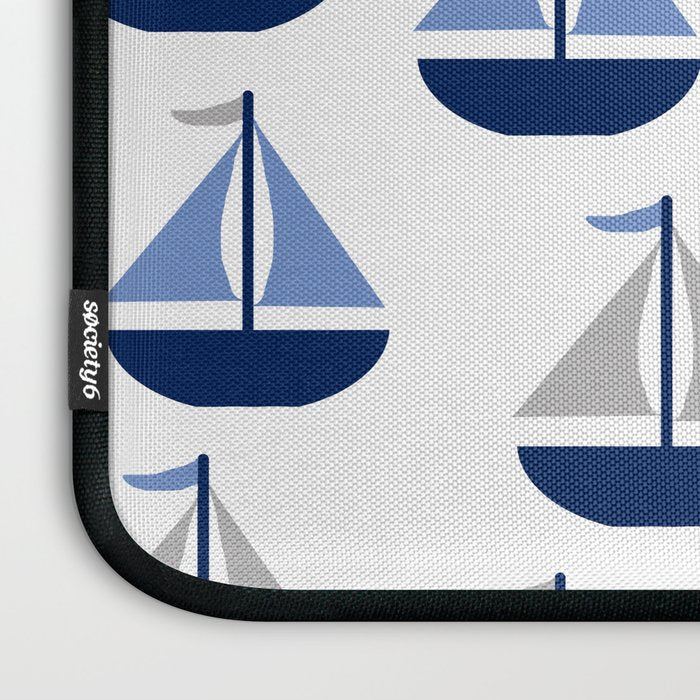 Nautical Sailboat Navy Blue Gray  Laptop Sleeve Gallery Image 3