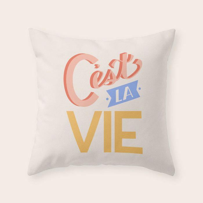 Retro C'est La Vie Throw Pillow Gallery Image 6