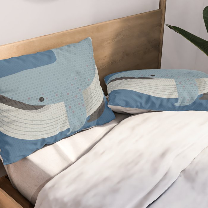 Whimsy Blue Whale Pillow Sham Gallery Image 2