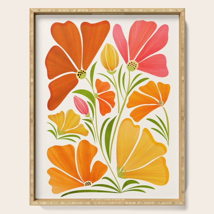 Spring Wildflowers Floral Illustration Serving Tray Gallery Image 1
