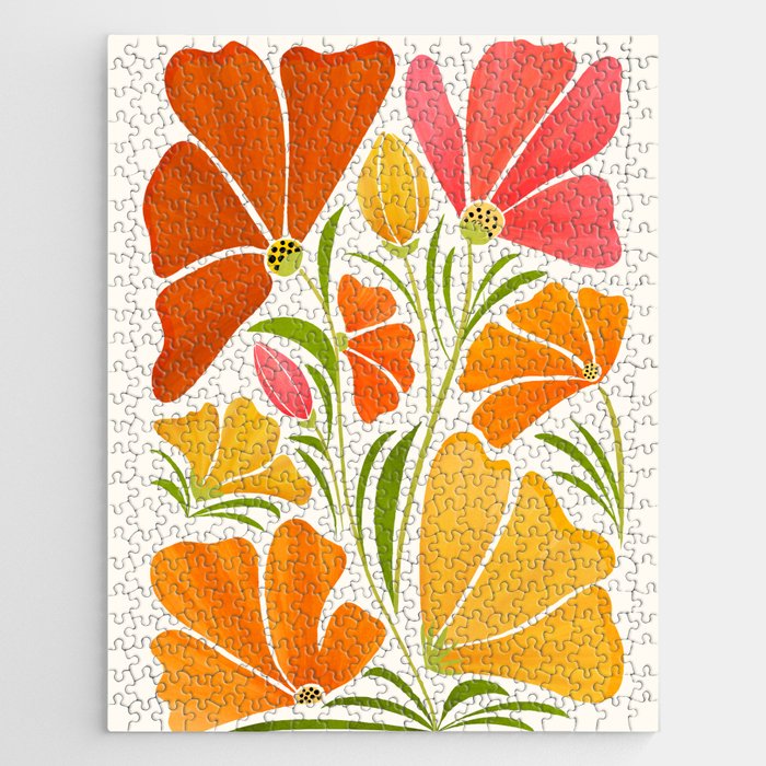 Spring Wildflowers Floral Illustration Jigsaw Puzzle Gallery Image 1