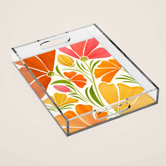 Spring Wildflowers Floral Illustration Acrylic Tray Gallery Image 1