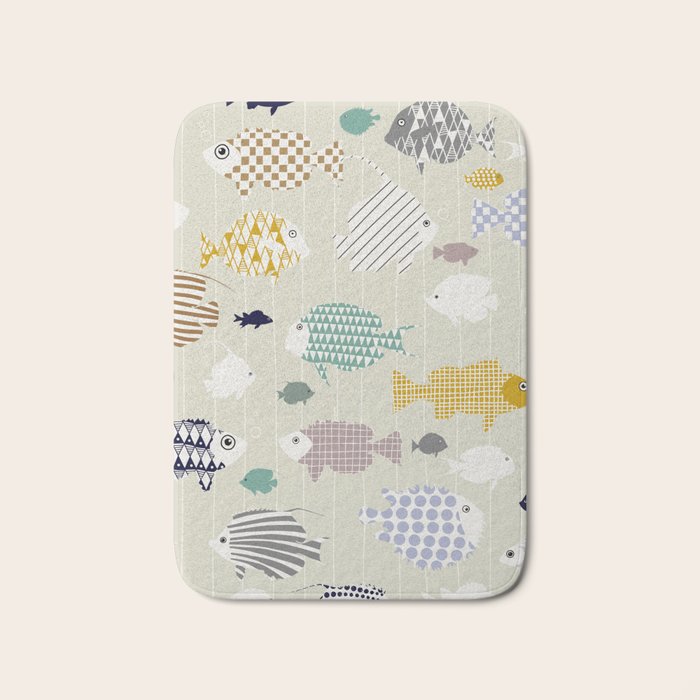 Fresh fish on warm grey pattern Bath Mat Gallery Image 1
