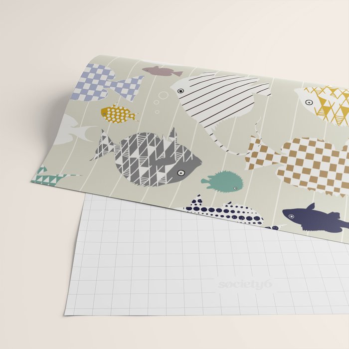 Fresh fish on warm grey pattern Wrapping Paper Gallery Image 2