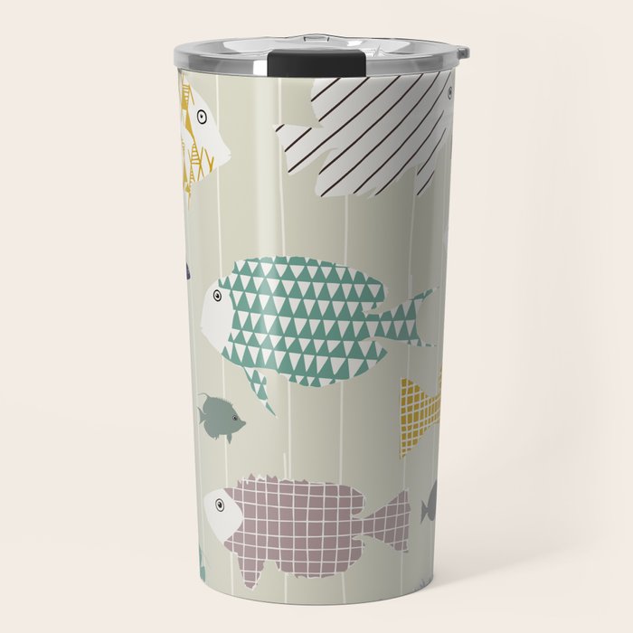 Fresh fish on warm grey pattern Travel Mug Gallery Image 1