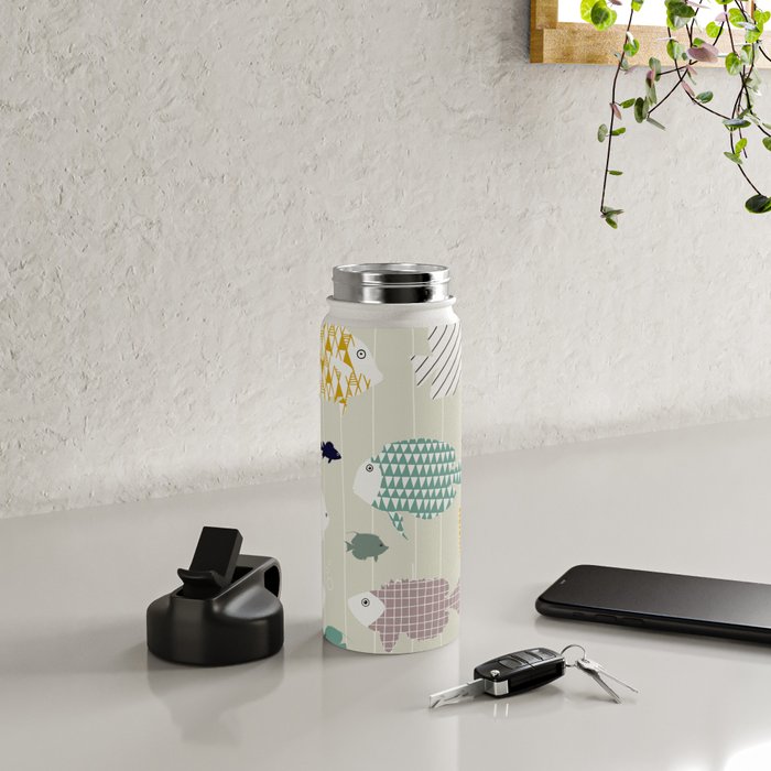Fresh fish on warm grey pattern Water Bottle Gallery Image 4