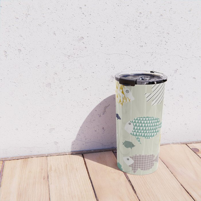 Fresh fish on warm grey pattern Travel Mug Gallery Image 4