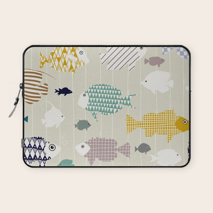 Fresh fish on warm grey pattern Laptop Sleeve Gallery Image 1
