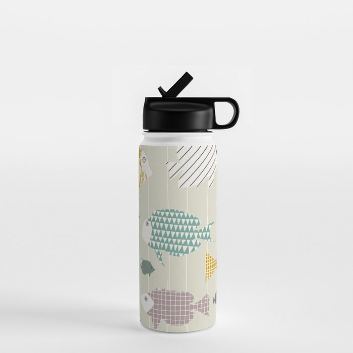 Fresh fish on warm grey pattern Water Bottle Gallery Image 1