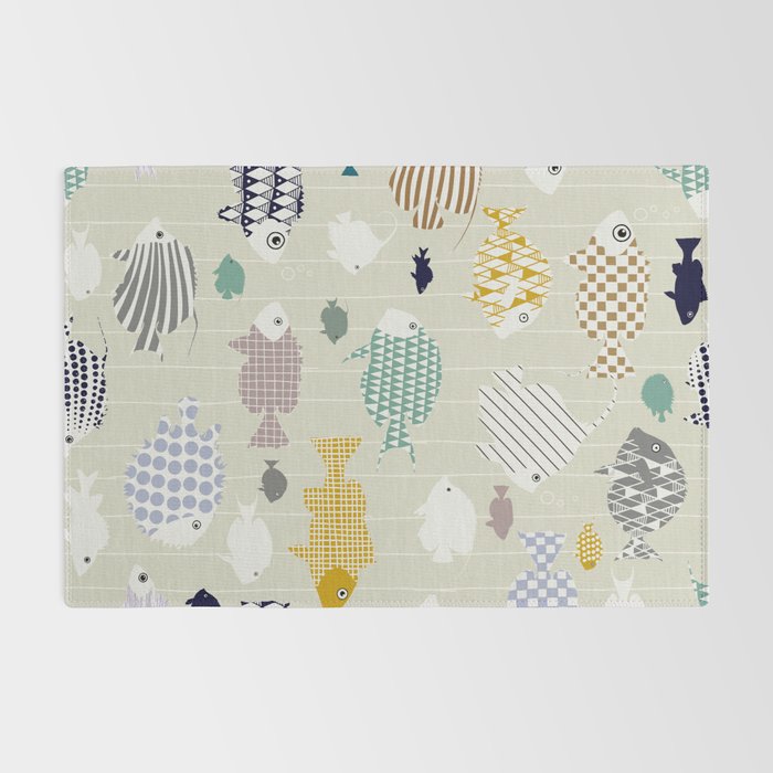 Fresh fish on warm grey pattern Rug Gallery Image 2